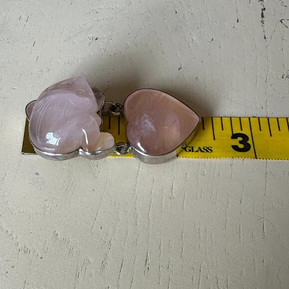 Rebecca Collins Rare Carved Quartz Pinky Peach  Sterling Silver Ea… - Picture 5 of 5